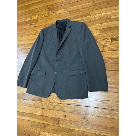 Van Heusen Mens Blazer Jacket Size 46R Gray 2 Button Flex Stretch Sport Coat - Picture 2 of 6